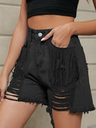 New personality tassel washed denim shorts - Stormyjay