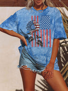 Women's Flag Tie Dye Print Short Sleeve T-Shirt - Stormyjay