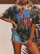 Women's Flag Tie Dye Print Short Sleeve T-Shirt - Stormyjay