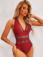 Women's Swimsuit Slimming Seaside Conservative One-piece Swimsuit Solid Color Swimsuit - Stormyjay