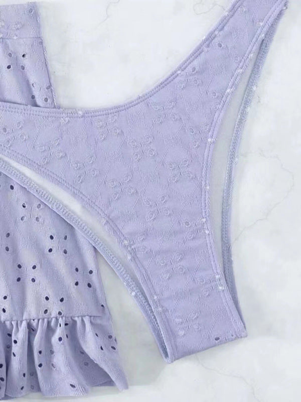 Three-Piece Set: Two-Piece Swimsuit with Stylish Hip Skirt - Stormyjay