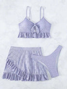 Three-Piece Set: Two-Piece Swimsuit with Stylish Hip Skirt - Stormyjay