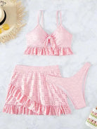 Three-Piece Set: Two-Piece Swimsuit with Stylish Hip Skirt - Stormyjay