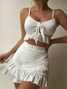 Three-Piece Set: Two-Piece Swimsuit with Stylish Hip Skirt - Stormyjay