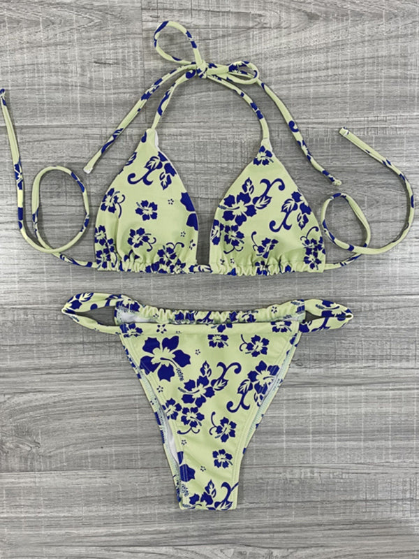 New printed sexy strappy split swimsuit female bikini - Stormyjay