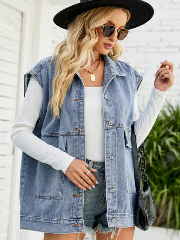 New denim vest vest summer fashion trend denim sleeveless vest - Stormyjay