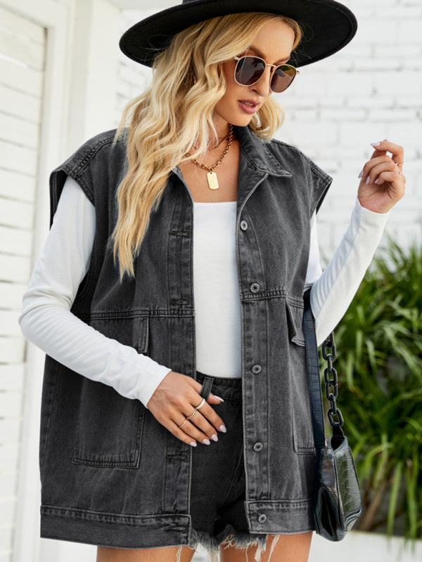 New denim vest vest summer fashion trend denim sleeveless vest - Stormyjay