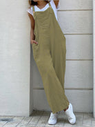 Solid color long jumpsuit with suspenders - Stormyjay