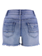 Women's High Waist Two Button Fashion Ripped Denim Shorts - Stormyjay