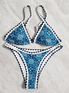 New bikini split swimsuit digital printing crochet split swimsuit - Stormyjay