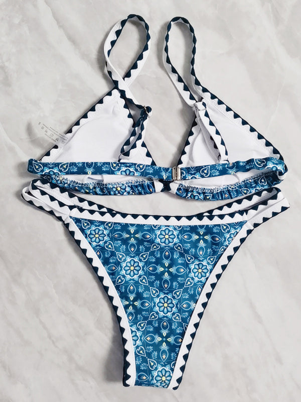 New bikini split swimsuit digital printing crochet split swimsuit - Stormyjay