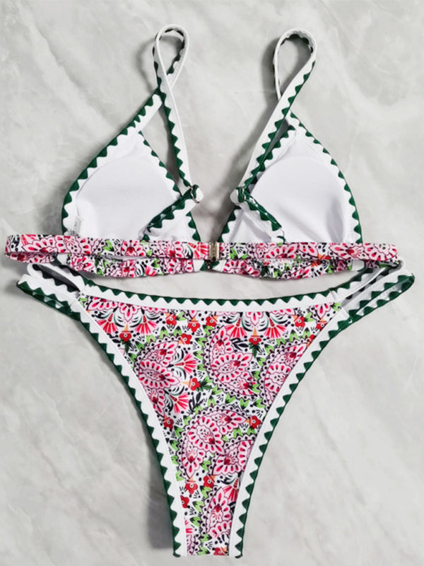 New bikini split swimsuit digital printing crochet split swimsuit - Stormyjay