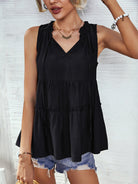 Women's Woven V-Neck Stitching A-Shape Vest - Stormyjay