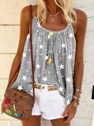 Casual V-neck star print vest camisole top - Stormyjay