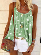 Casual V-neck star print vest camisole top - Stormyjay