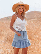 New style washed denim wish pleated skirt for women - Stormyjay