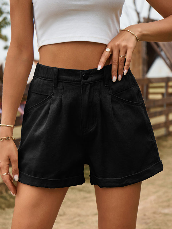 New summer all-match elastic waist design denim shorts casual pants - Stormyjay