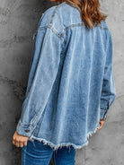 Street trendy denim lapel loose type simple blouse - Stormyjay