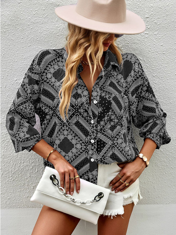 New Four Seasons Casual Print Long Sleeve Shirt - Stormyjay