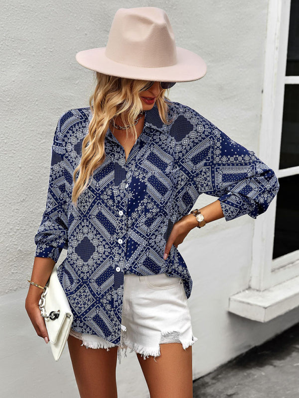 New Four Seasons Casual Print Long Sleeve Shirt - Stormyjay