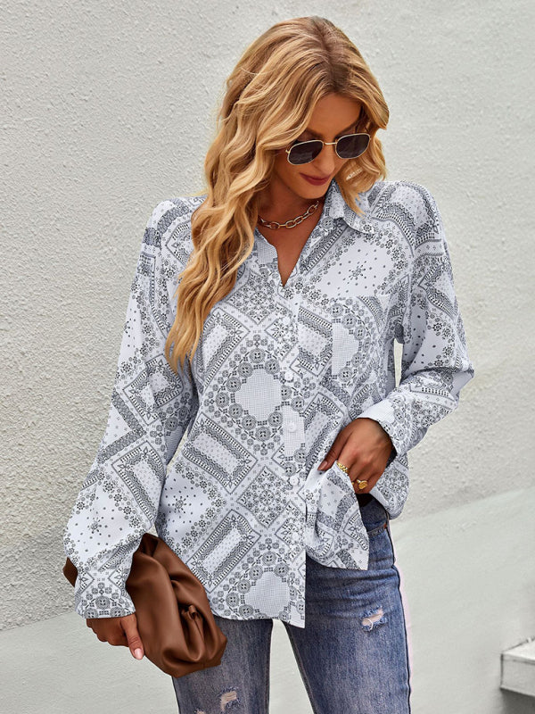 New Four Seasons Casual Print Long Sleeve Shirt - Stormyjay