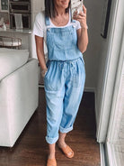 Denim Jumpsuit Loose Fashion Elastic Mid Waist Jumpsuit Women's Pants - Stormyjay