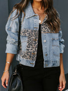 New style leopard print fashion print stitching ripped denim top casual jacket - Stormyjay