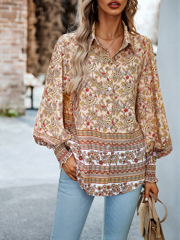 Women's Printed Vacation Casual Long Sleeve Top - Stormyjay