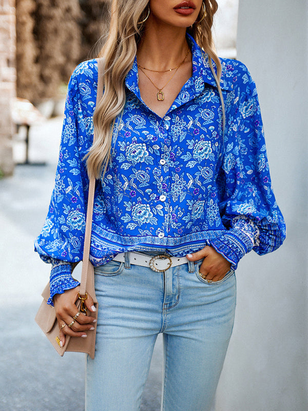 Women's Printed Vacation Casual Long Sleeve Top - Stormyjay