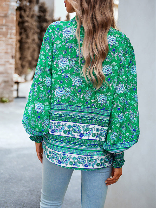Women's Printed Vacation Casual Long Sleeve Top - Stormyjay