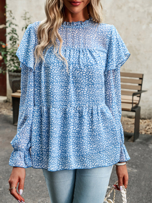 Floral Shirt Feminine Commuter Long Sleeve Top - Stormyjay