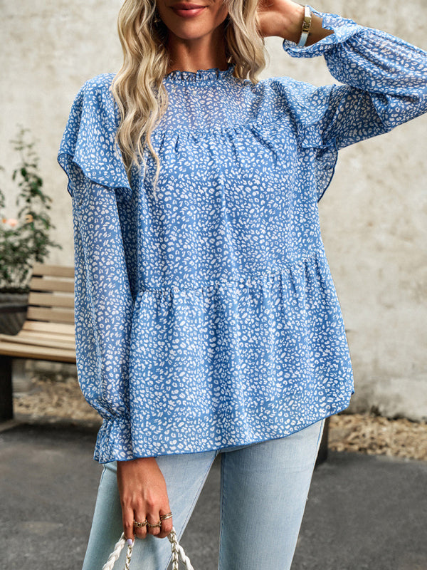 Floral Shirt Feminine Commuter Long Sleeve Top - Stormyjay