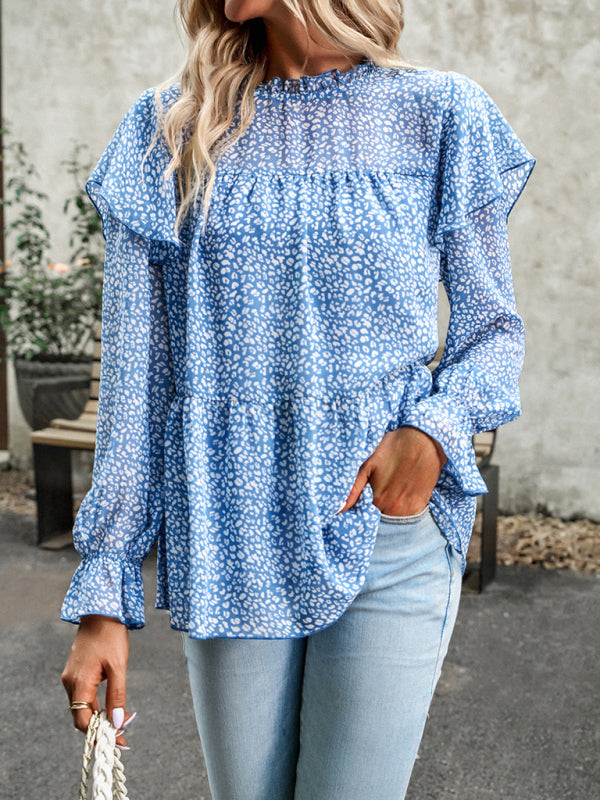 Floral Shirt Feminine Commuter Long Sleeve Top - Stormyjay