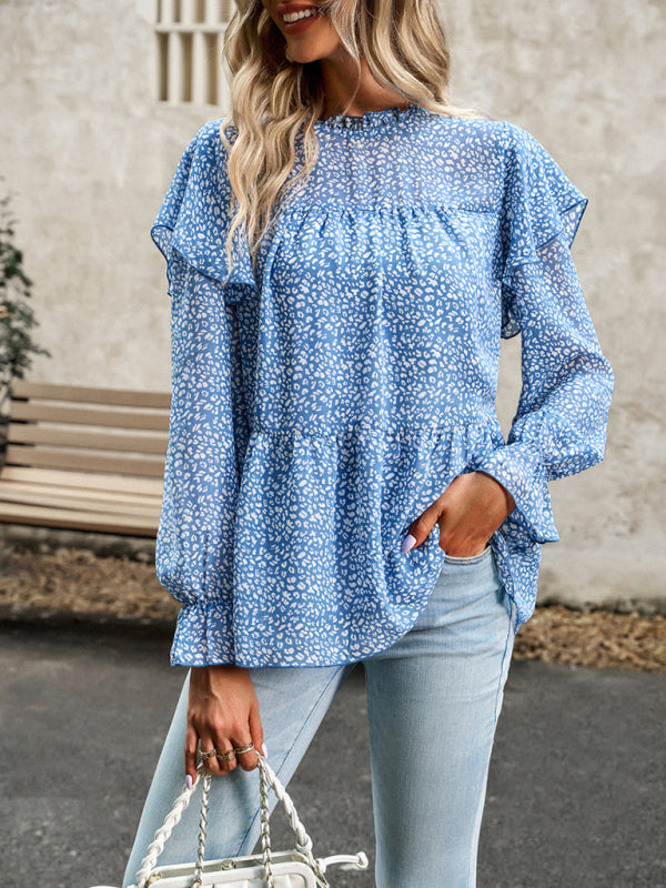 Floral Shirt Feminine Commuter Long Sleeve Top - Stormyjay