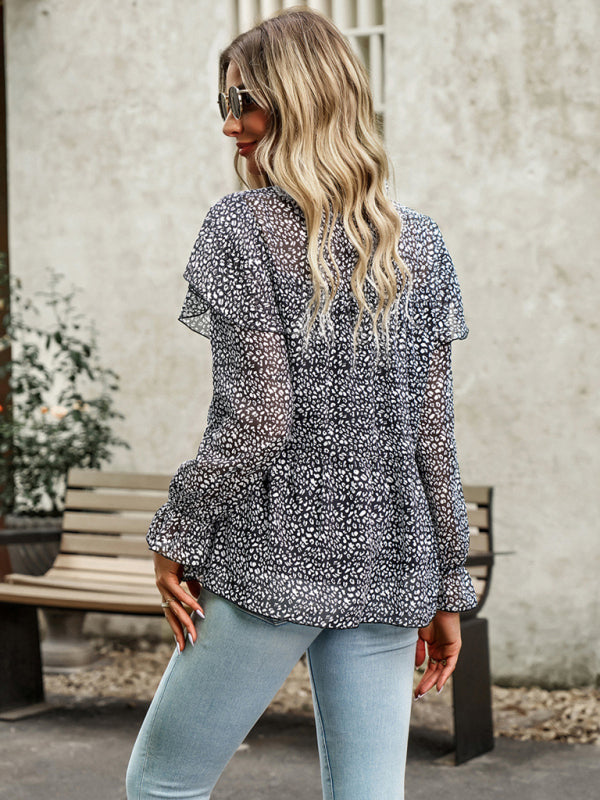 Floral Shirt Feminine Commuter Long Sleeve Top - Stormyjay