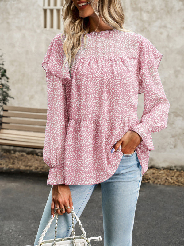Floral Shirt Feminine Commuter Long Sleeve Top - Stormyjay