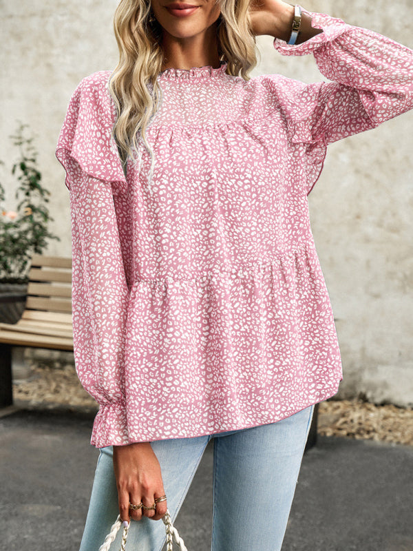 Floral Shirt Feminine Commuter Long Sleeve Top - Stormyjay