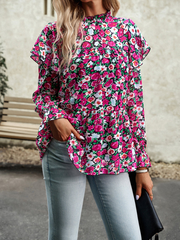 Floral Shirt Feminine Commuter Long Sleeve Top - Stormyjay