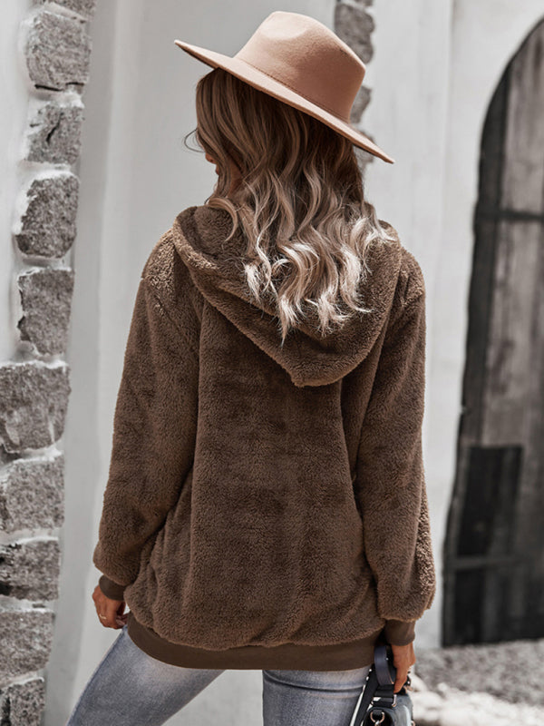 Fur coat warm loose solid color sweater leisure style - Stormyjay
