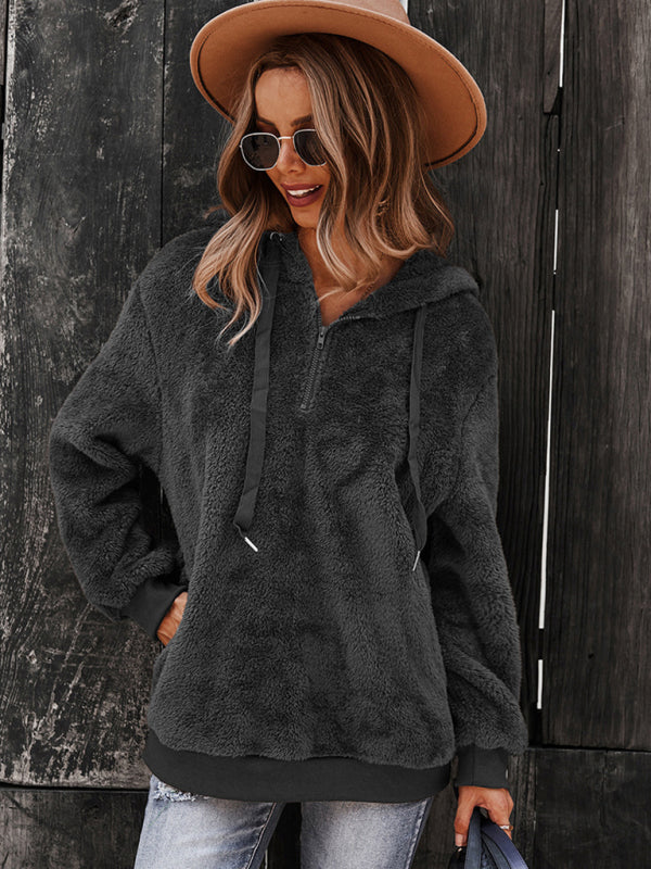 Fur coat warm loose solid color sweater leisure style - Stormyjay