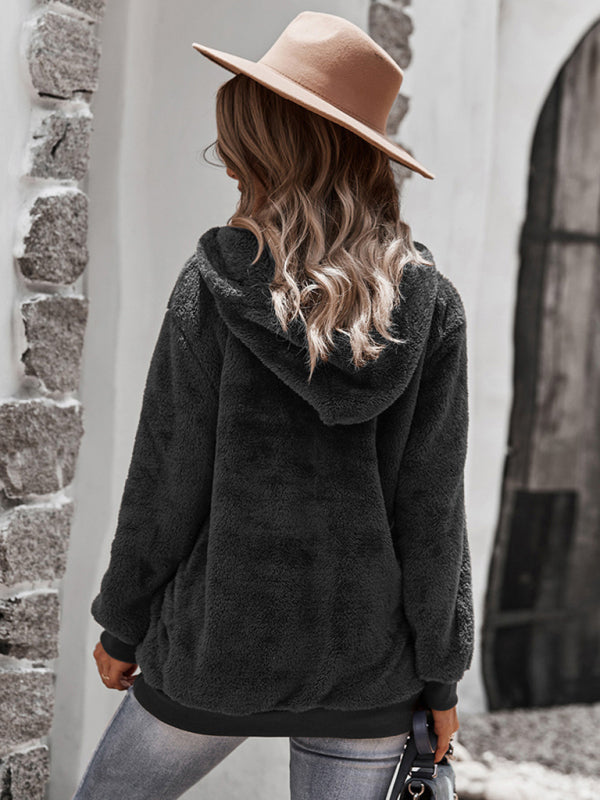 Fur coat warm loose solid color sweater leisure style - Stormyjay