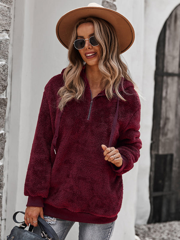 Fur coat warm loose solid color sweater leisure style - Stormyjay