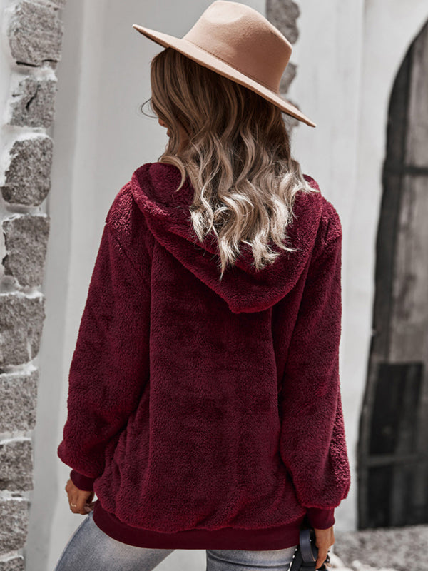 Fur coat warm loose solid color sweater leisure style - Stormyjay