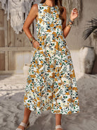 Spring and summer halter neck loose holiday multi-layer print dress - Stormyjay