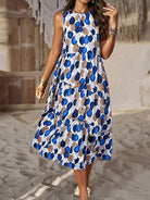 Spring and summer halter neck loose holiday multi-layer print dress - Stormyjay