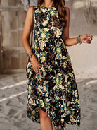 Spring and summer halter neck loose holiday multi-layer print dress - Stormyjay