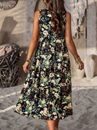 Spring and summer halter neck loose holiday multi-layer print dress - Stormyjay