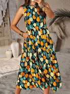 Spring and summer halter neck loose holiday multi-layer print dress - Stormyjay