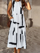 Spring and summer halter neck loose holiday multi-layer print dress - Stormyjay