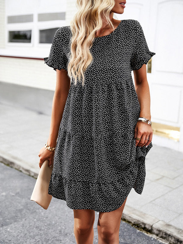 Relaxed Loose Resort Print Layered Dress - Stormyjay